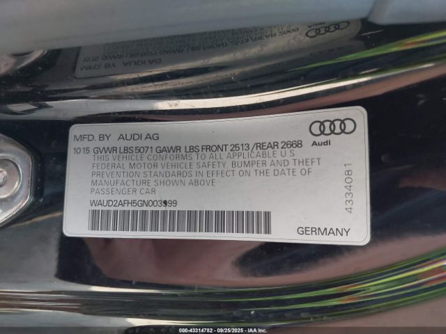 2016 AUDI A5 WAUD2AFH5GN003999 Photo 8
