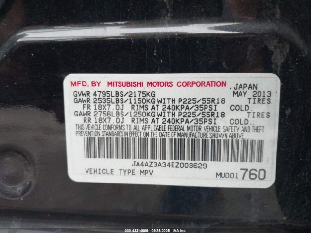 2014 MITSUBISHI OUTLANDER JA4AZ3A34EZ003629 Photo 8