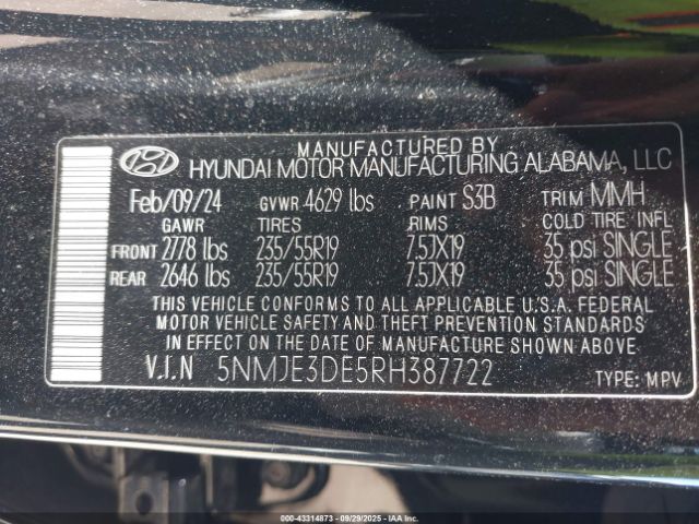 2024 HYUNDAI TUCSON 5NMJE3DE5RH387722 Photo 8