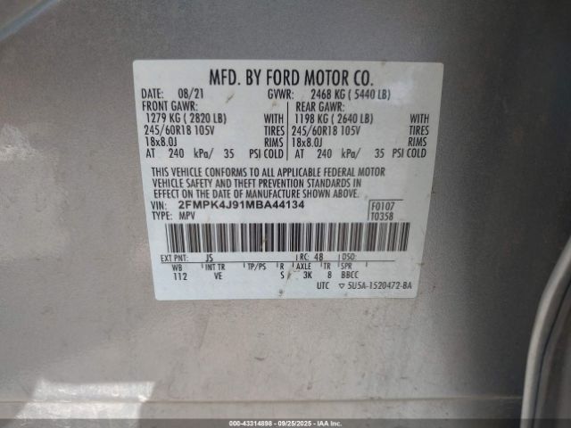 2021 FORD EDGE 2FMPK4J91MBA44134 Photo 8
