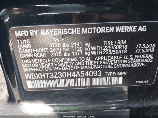 WBXHT3Z30H4A54093 BMW 2017