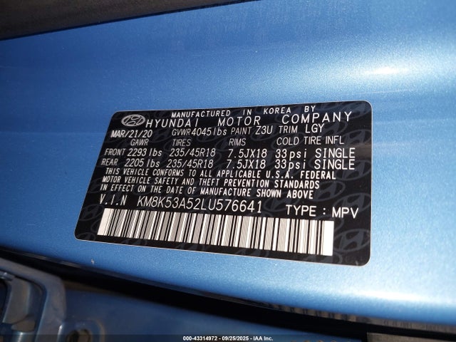 Hyundai t-gdi gamma 2020 KM8K53A52LU576641 Image 9
