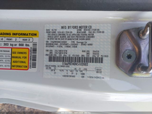 2022 FORD MUSTANG 1FA6P8TH0N5102002 Photo 8