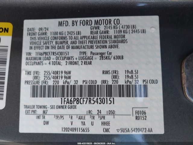 2024 FORD MUSTANG 1FA6P8CF7R5430151 Photo 8