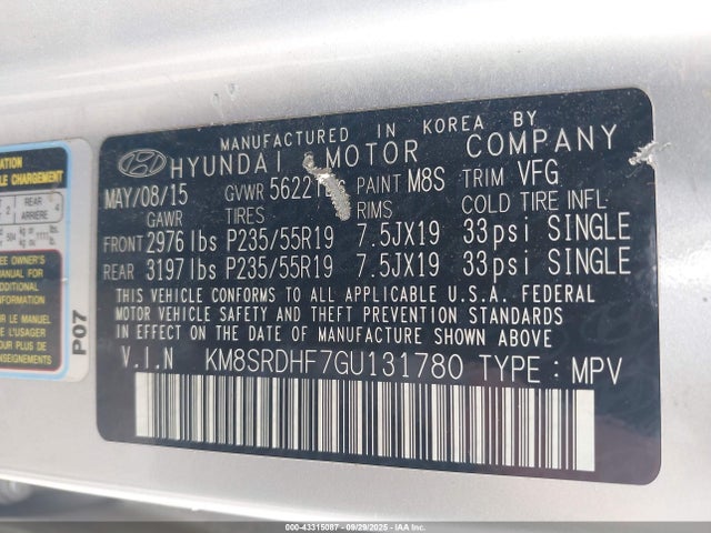 Hyundai gdi lambda ii 2016 KM8SRDHF7GU131780 Image 9