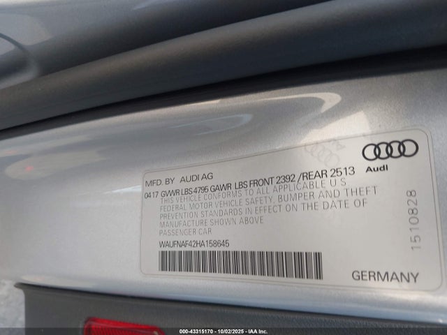 2017 AUDI A4 WAUFNAF42HA158645 Photo 8