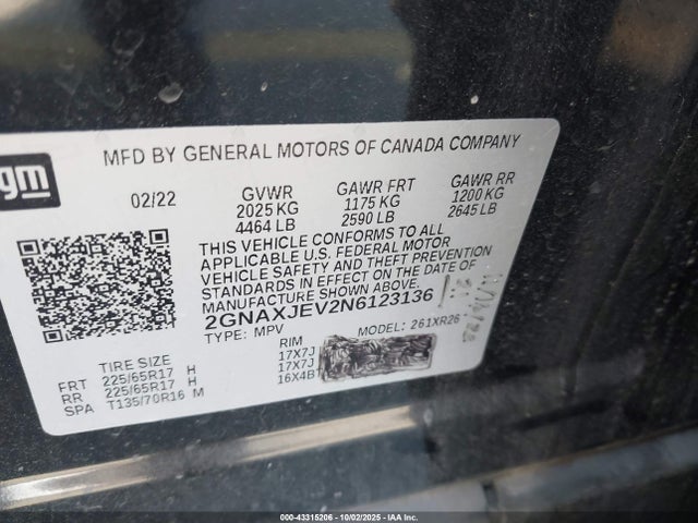 Chevrolet lyx 2022 2GNAXJEV2N6123136 Image 9