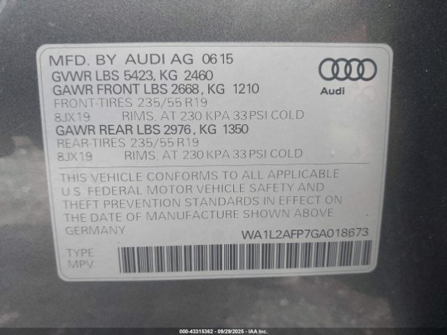 2016 AUDI Q5 WA1L2AFP7GA018673 Photo 8