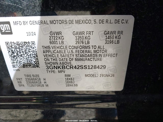 3GNKBCR42SS128429 Chevrolet lsy