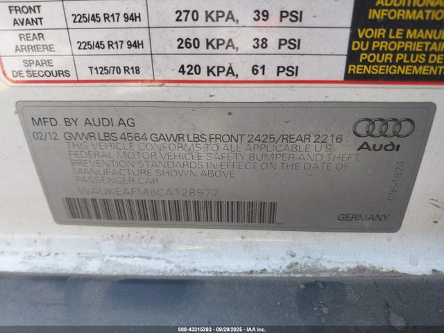 2012 AUDI A3 WAUKEAFM5CA128577 Photo 8