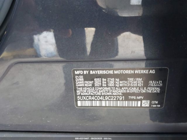2020 BMW X5 5UXCR4C04L9C22791 Photo 8