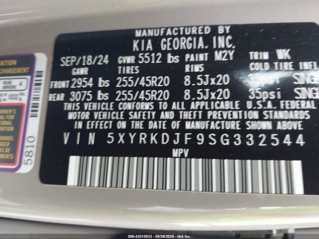 2025 KIA SORENTO 5XYRKDJF9SG332544 Photo 8