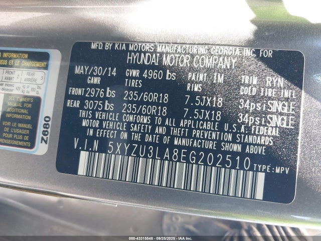 5XYZU3LA8EG202510 Hyundai t-gdi theta