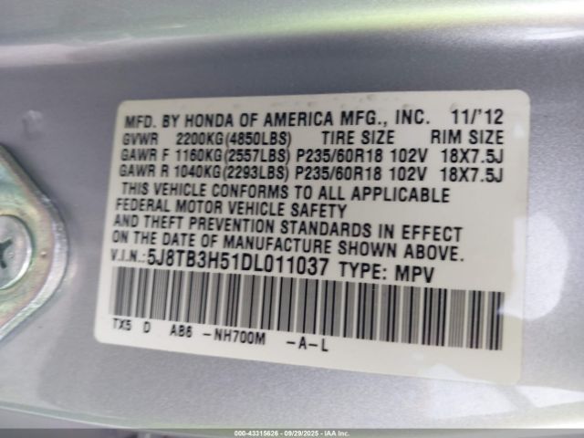 2013 ACURA RDX 5J8TB3H51DL011037 Photo 8