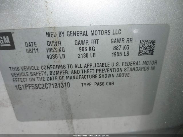 2012 CHEVROLET CRUZE 1G1PF5SC2C7131310 Photo 8
