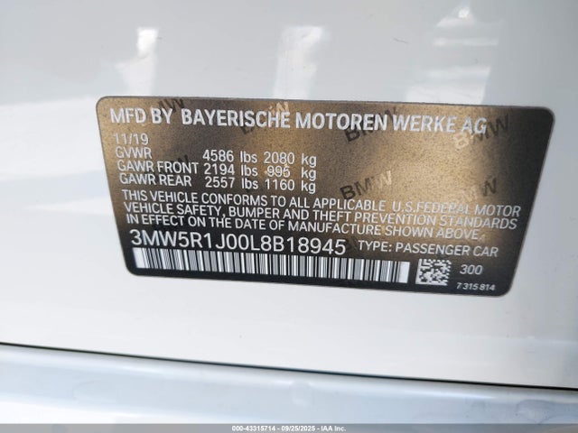 3MW5R1J00L8B18945 BMW 330I