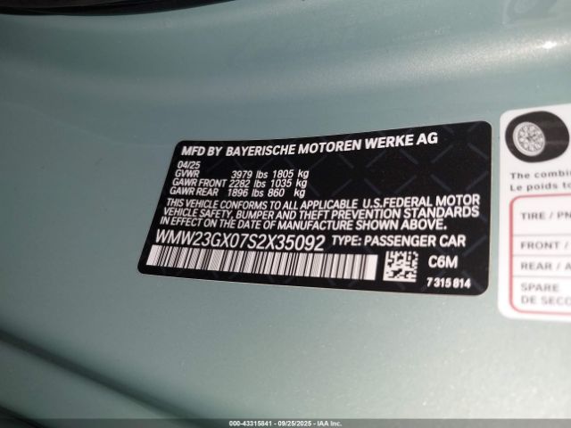 2025 MINI CONVERTIBLE WMW23GX07S2X35092 Photo 8