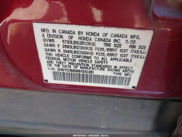 2006 ACURA MDX 2HNYD18886H510361 Photo 8