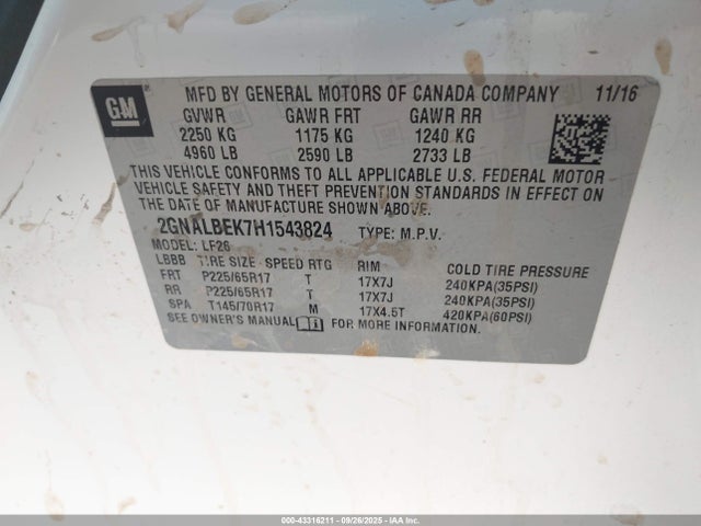 2GNALBEK7H1543824 Chevrolet lea - sidi: spark ignited direct injection, e85 max, alum