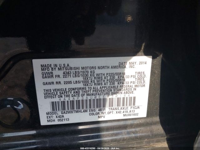 2014 MITSUBISHI OUTLANDER SPORT 4A4AP3AU0EE030184 Photo 8