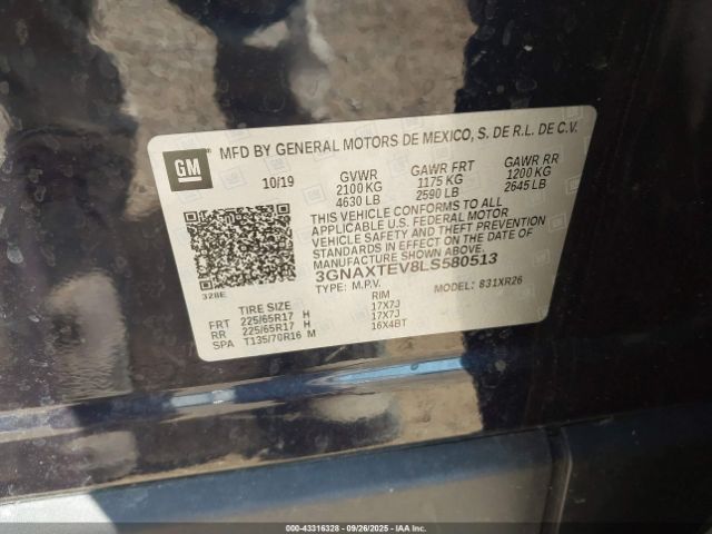 2020 CHEVROLET EQUINOX 3GNAXTEV8LS580513 Photo 8