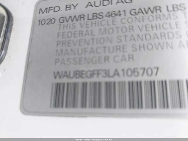 2020 AUDI A3 WAUBEGFF3LA105707 Photo 8