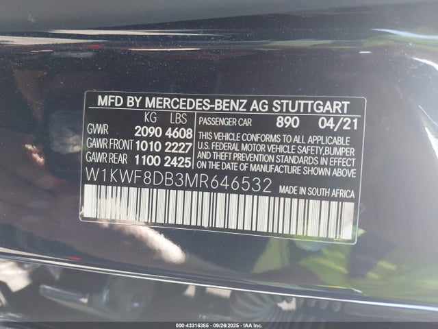 Mercedes-Benz m264 2021 W1KWF8DB3MR646532 Image 9