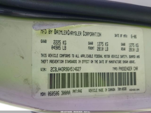 2006 CHRYSLER 300 2C3LA43R96H514627 Photo 8
