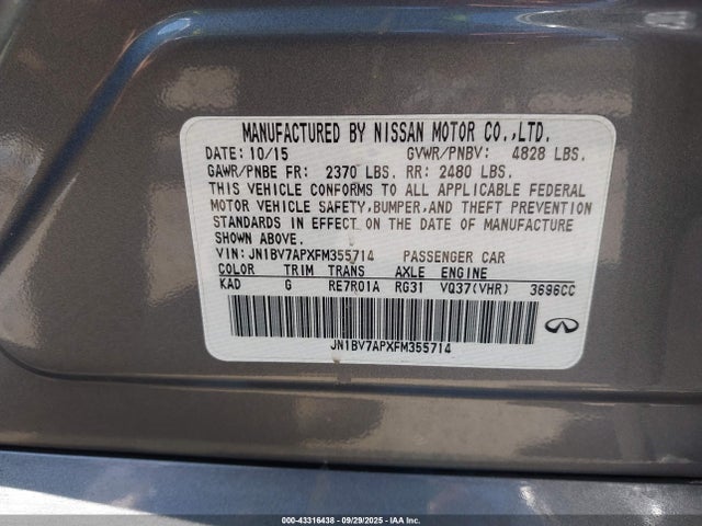 JN1BV7APXFM355714 Infiniti Q50