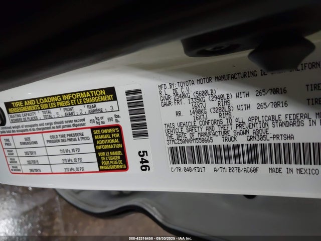 3TMCZ5ANXPM558665 Toyota Tacoma Trd Off Road