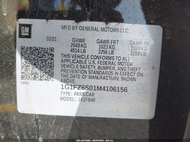 2021 CHEVROLET BOLT EV 1G1FZ6S01M4106156 Photo 8