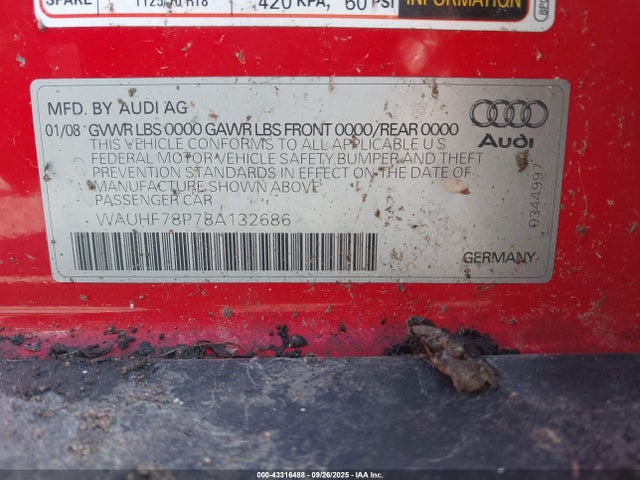 2008 AUDI A3 WAUHF78P78A132686 Photo 8