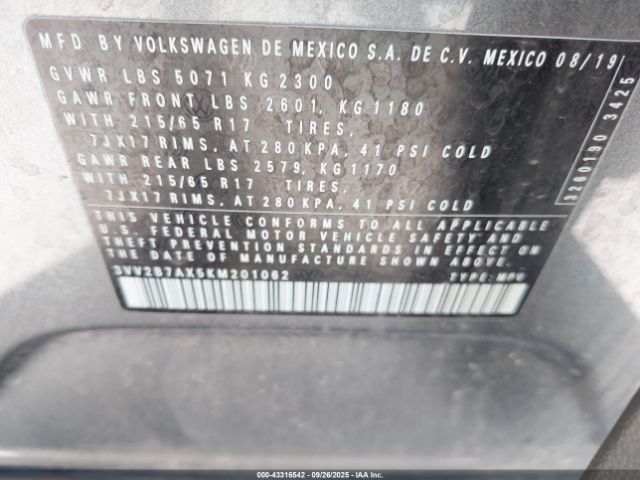 2019 VOLKSWAGEN TIGUAN 3VV2B7AX5KM201062 Photo 8