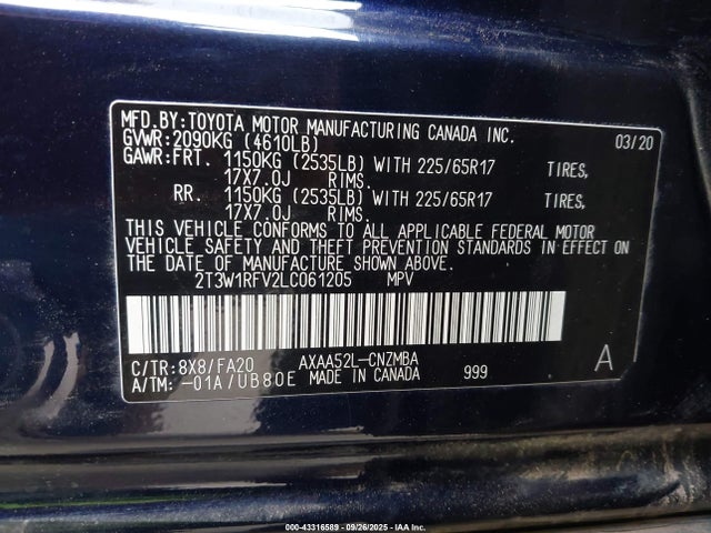 Toyota a25a-fks 2020 2T3W1RFV2LC061205 Image 19