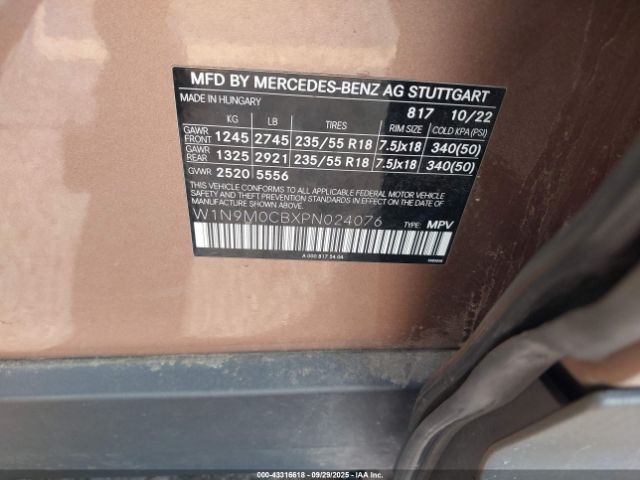 2023 MERCEDES-BENZ EQB 250 SUV W1N9M0CBXPN024076 Photo 8