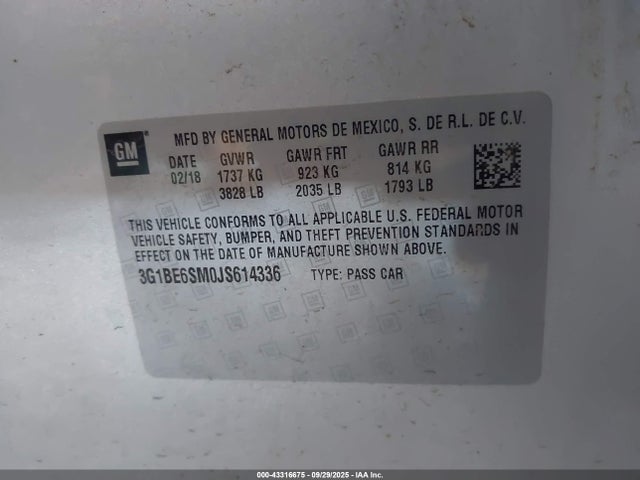 Chevrolet Cruze Lt Auto 2018 3G1BE6SM0JS614336 Image 9