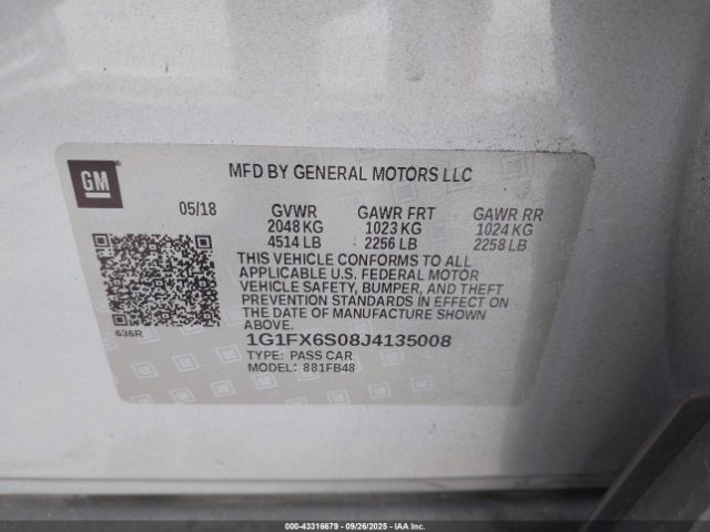 2018 CHEVROLET BOLT EV 1G1FX6S08J4135008 Photo 8