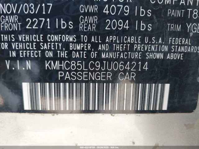 KMHC85LC9JU064214 Hyundai 2018