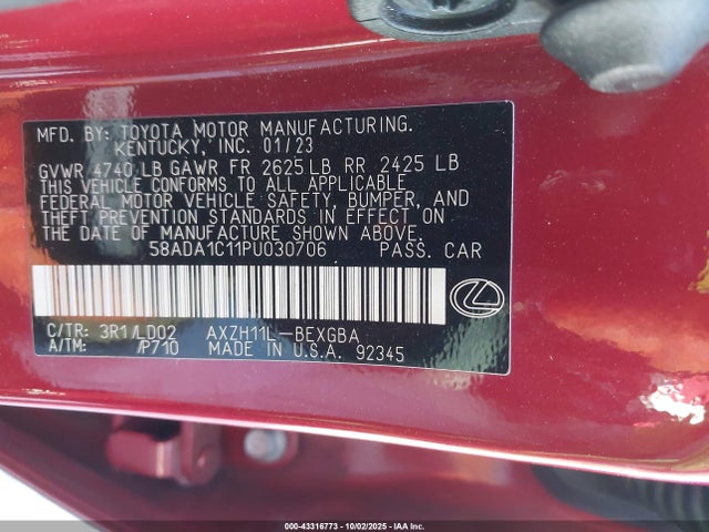 Lexus ES 300H 2023 58ADA1C11PU030706 Image 9