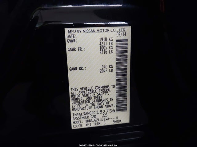 1N4AL3AP0FC182756 Nissan Altima