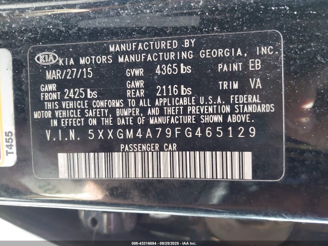5XXGM4A79FG465129 KIA dohc gdi theta ii