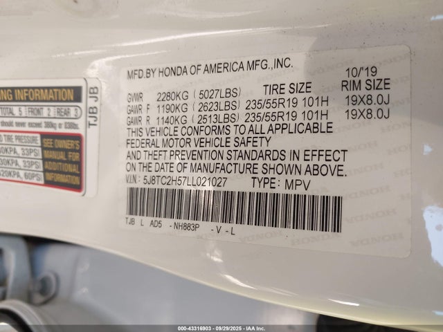 Acura k20c4 2020 5J8TC2H57LL021027 Image 9