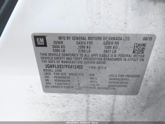 GMC lfx - sidi, vvt, e85 max, alum 2015 2GKFLXE37F6412482 Image 9