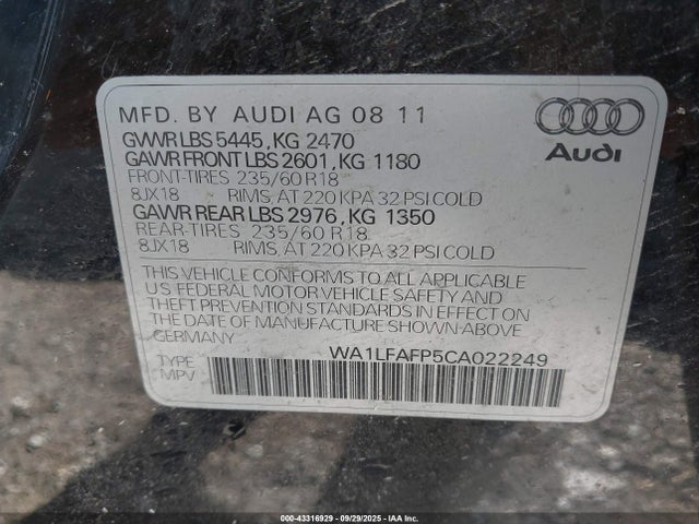 2012 AUDI Q5 WA1LFAFP5CA022249 Photo 8