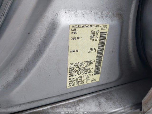 Продаж на аукціоні авто 2015 Nissan Altima 2.5 Sl, vin: 1N4AL3AP8FC165218, номер лоту: 43317070