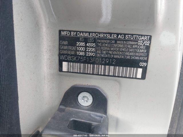 2003 MERCEDES-BENZ SL 500 WDBSK75F13F012912 Photo 8