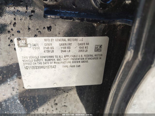 1G1105S39HU187647 Chevrolet IMPALA 1LT