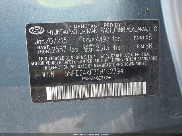 5NPE24AF7FH162794 Hyundai dohc gdi theta-ii