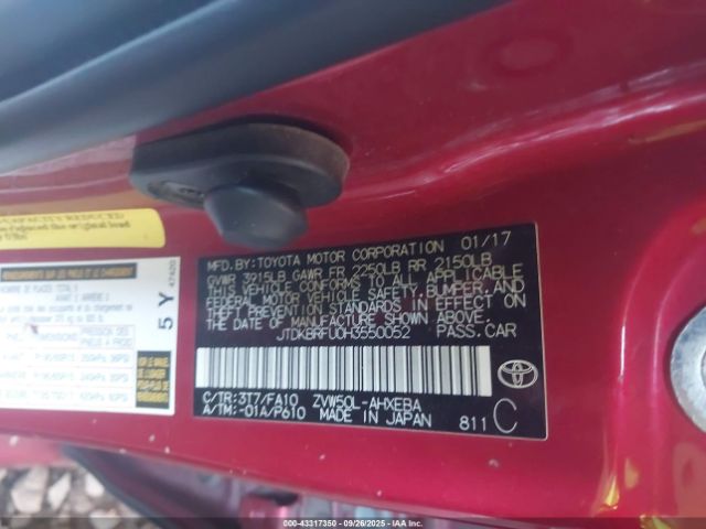 2017 TOYOTA PRIUS JTDKBRFU0H3550052 Photo 8