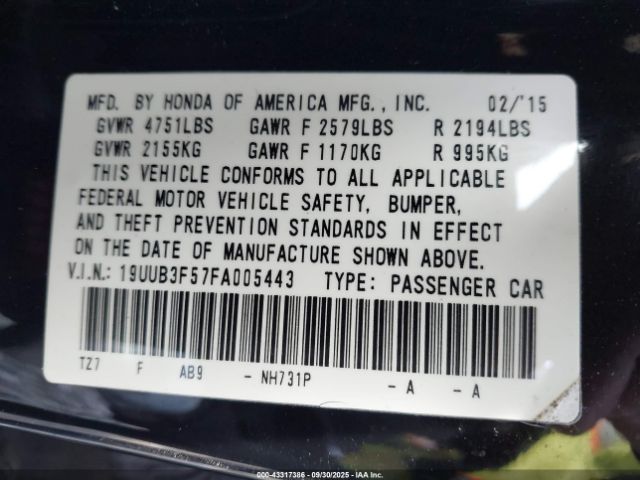 2015 ACURA TLX 19UUB3F57FA005443 Photo 8